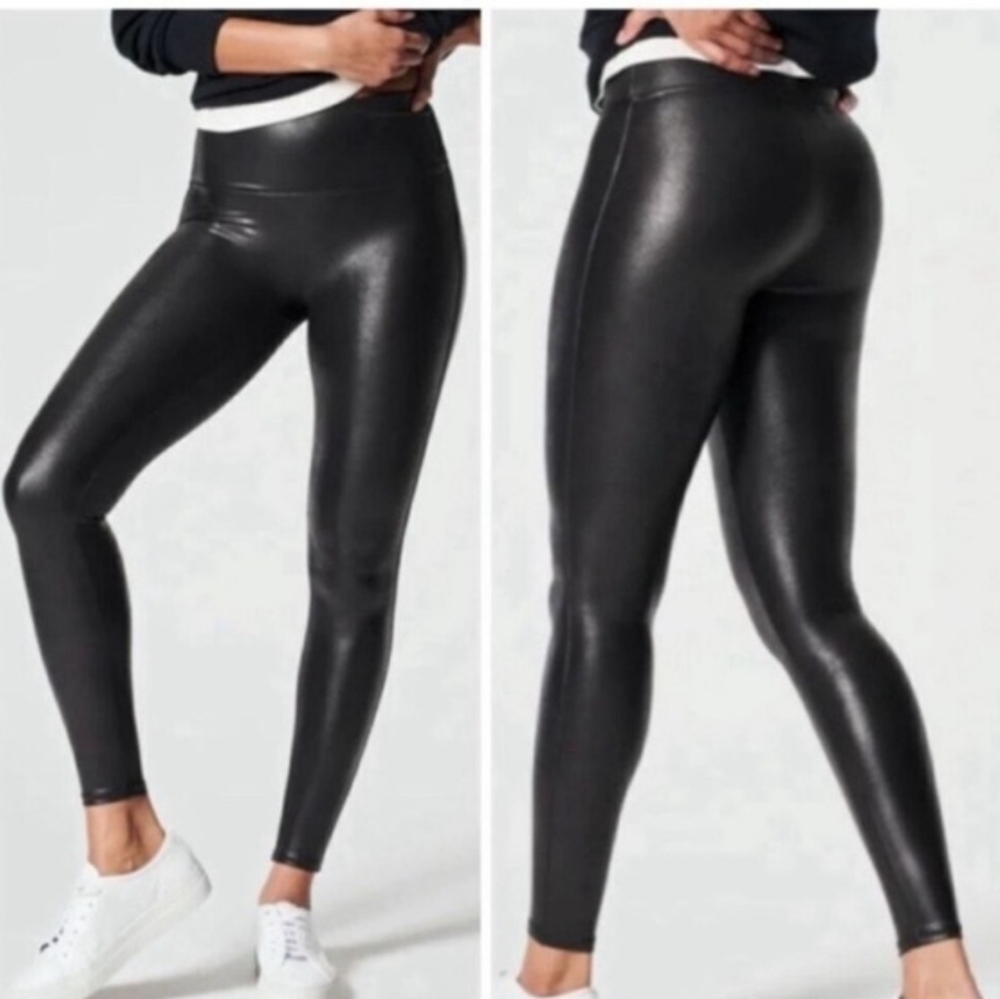 Spanx Faux Leather Black Leggings XL